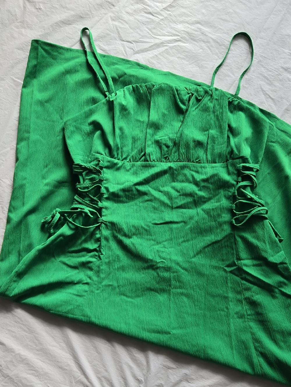 Kelly Green Fashion Nova Lace-Up Midi Dress - Picture 2 of 8